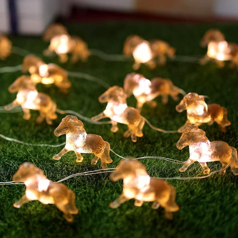 20 7FT 3D Pony String Lights LED Horse Fairy Lights Battery Operated with Remote, Cute Pony Decor for Girls Bedroom