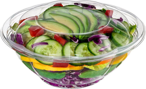 Comfy Package [24 oz. - 50 Count Clear Plastic Salad Bowls with Lids, Disposable Containers for Takeout & Meal Prep