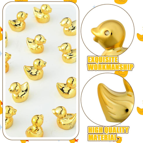 300 Yaocom Pcs Mini Golden Duck Statue Bulk Golden Duck Figurines Micro Garden Landscape Dollhouse Cake Decoration