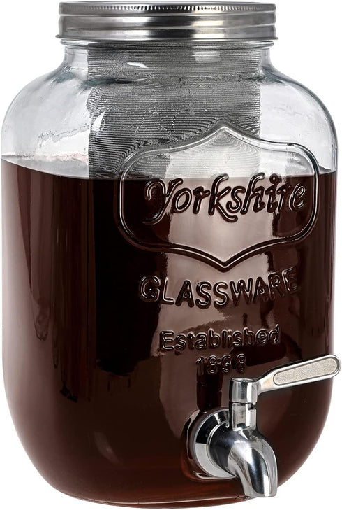 Cold Brew Pitcher, 1 Gallon Iced Coffee Maker, Cold Brew Mason Jar with Thick Glass Carafe and Stainless Steel Filter