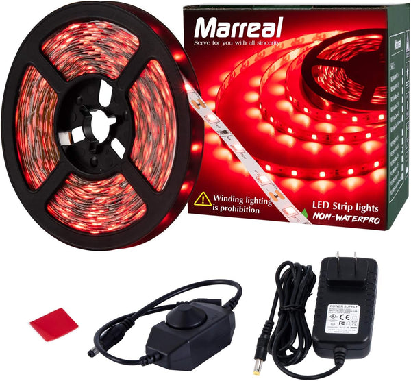 20ft 12V 360 LED Red Strip Light - Flexible Cuttable Non-Waterproof for Indoor Party Decoration