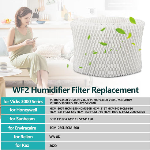 WF2 Humidifier Filter Replacement for Vicks & Kaz Starry Night Cool Mist Humidifier, 6 Pack