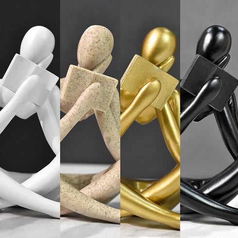 Jinkoozz Gold Reading Women Statue, Thinker Sculptures, Abstract Art Ornament, Modern Aesthetic Figurine Decoration