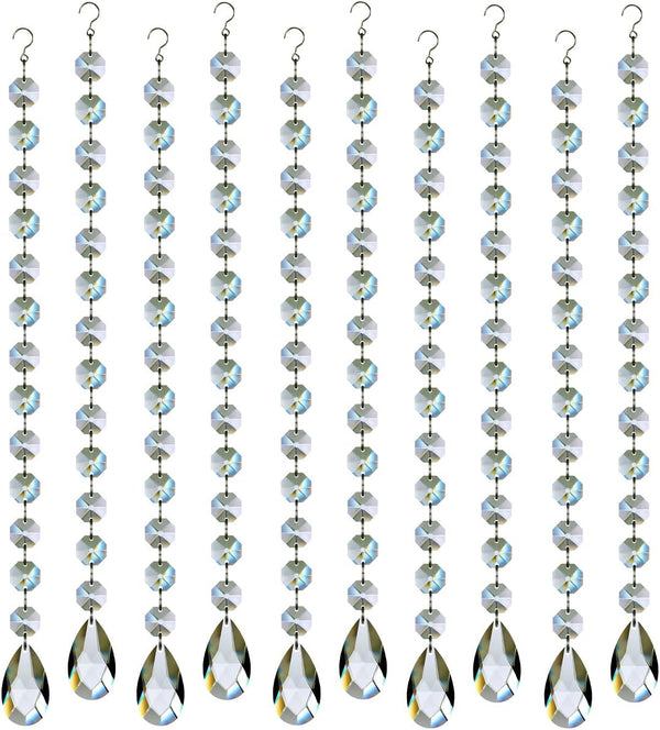 1ft 10pcs Teardrop Crystals Garland, Hanging Chandelier Crystals Prism Beads Chain for