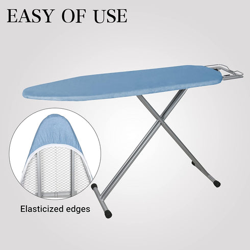 Ironing Board Cover and Pad - 100% Cotton Cover with Padding, Standard Size with Aluminum Coating, 54"x15" Blue