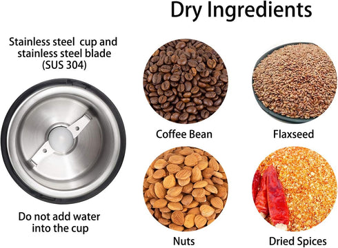 DR MILLS DM-7445 Electric Coffee Grinder, Spice and Herb Grinder, Blade & Cup Made with SUS304 Stainless Steel