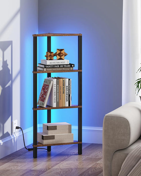 4-Tier BS05BB004L TUTOTAK Corner Shelf, Corner Bookshelf for Small Space, Narrow Display Corner Shelf Stand