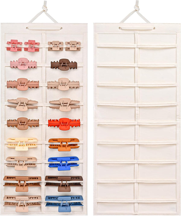 Lolalet Hair Claw Clip Organizer, 1 Pack Wall-Mounted Storage for Women, Beige