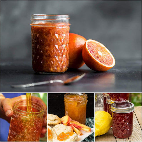 8 oz, 24 Pack 8 oz SPANLA Mason Jars Canning Jars Half Pint Glass jars with Regular Lids and Bands, Small Mason Jars