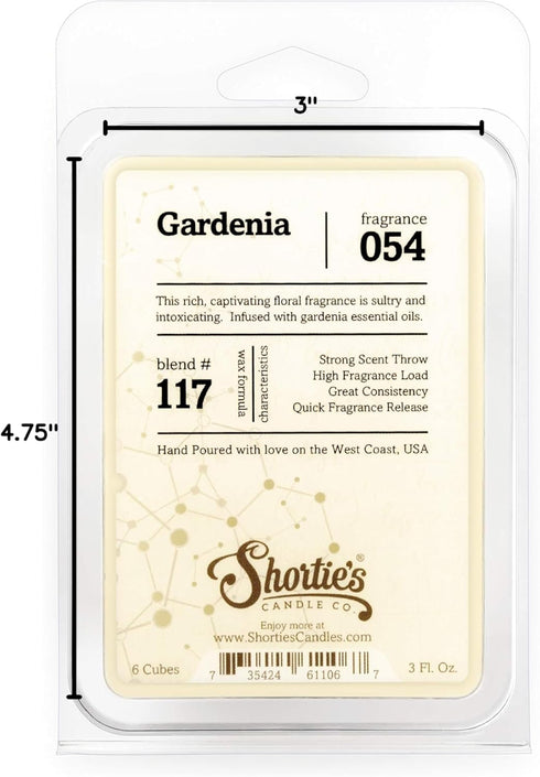 Shortie's Candle Company Pure Gardenia Wax Melts - Highly Scented 3 Oz. Bar - Formula 117-1 with Essential & Natural