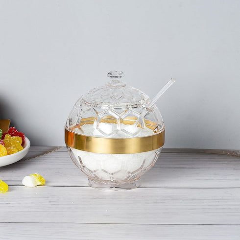 IVOOBR Spoon,10 oz Clear Acrylic Sugar Bowl with Lid and Sugar Container for Coffee Bar Accessories, Sugar