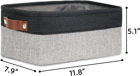 DULLEMELO Small Collapsible Fabric Basket for Organizing, Shelves, Closets, Laundry, Decorative Gift Basket (Black &