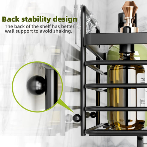 Yougai Shower Caddy, Shower Organizer with Soap Holder and Hooks, Rustproof Shower Shelves, No Drilling Bathroom