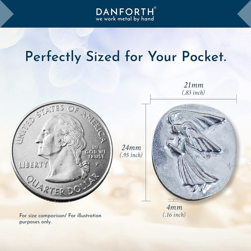 DANFORTH – Vilmain Pocket Angel Tokens/Coins, Pewter, Made in the USA, Gift Bag (Pack of 10)