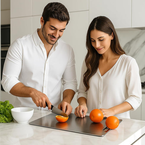 byojia (12"L 8"W) Titanium Cutting Board - Cutting Boards for Kitchen, Double-sided Food-grade Titanium Chopping Boards