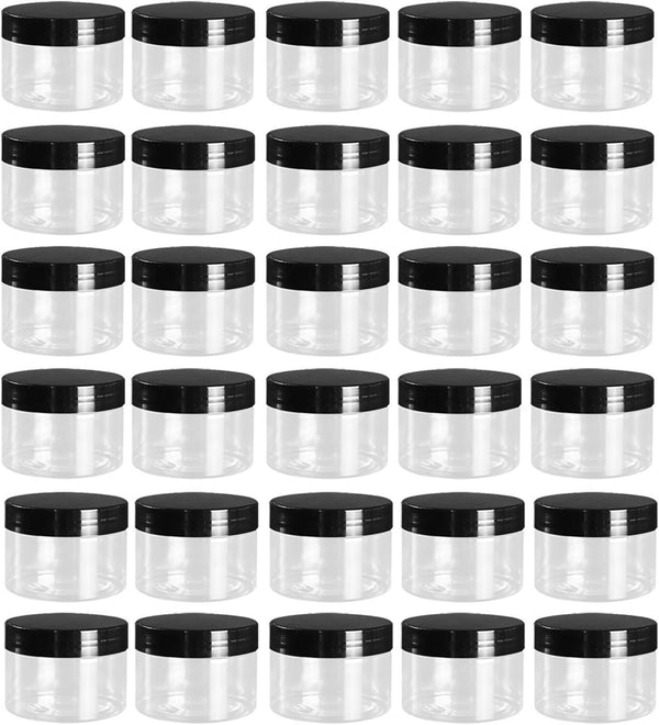 Tosnail 30 Pack 4 oz Clear Plastic Jars - Leak-Proof Round Food Safe Storage Containers for Kitchen, Beauty, Spices