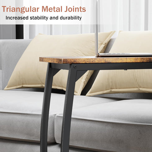 LAKEMID C-Shaped End-Table - Side Table for Couch,Curved Support Legs, Slide Under Couch Table for Sofa, TV Tray Table
