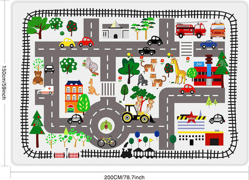 5x7ft 78.7X 59 INCH) Kids Town Road Play Rug - Car Playmat, Kids Rugs for Playroom Car Mat Town City Road Traffic Rugs