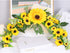 Rustic Artificial Sunflower Swag, 23 Inch Decorative Floral Swag with Sunflower and Green Leaves for Wedding Arch Front