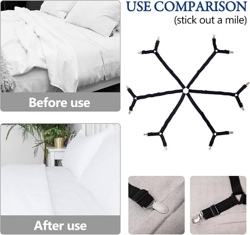TGOOD Gift for Mum! Sheet Fasteners Keepers - Adjustable Elastic Bed Sheet Holder Straps for Full, Queen, King, Twin