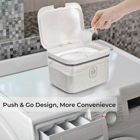 94 OZ/2.8L Tlence Laundry Pods Container, One-Press Lid Laundry Powder Holder Dispenser, Clear PET Detergent Sheet