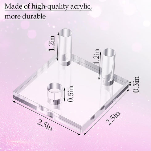 Weysat 8 Pcs Rock Display Stand 3 Pegs Acrylic Rock and Mineral Display Stand Clear Geode Display Stand Mineral Holder Square Display Easel Stands for Coral Geodes Rock Mineral Agate Collectibles