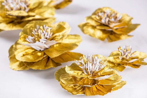 Letjolt Paper Flowers Decorations for Wall, 3D Artificial Flowers for Golden Wedding Garlands, Baby Shower