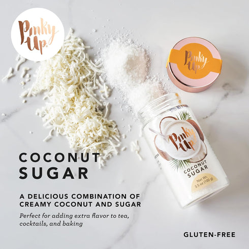 Pinky Up Coconut Sugar, 3.5oz Flavored Sugar for Cocktails, Sanding Sugar, Home Bar Accessories