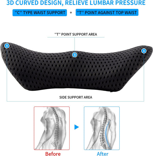Lumbar Pillow, Memory Foam Lumbar Support Pillow for Office Chair and Car Seat, Back Support Pillow for Lower Back Pain