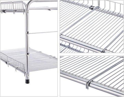 Flagship 2 Tier Under Sink Organizers and Storage Rack, Expandable Cabinet Shelf for Kitchen Bathroom, Silver
