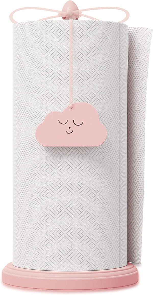 Cute Pink Paper Towel Holder with Beer Bottle Opener, Beech Wood Kitchen Accessories, Windproof Design for Outdoors
