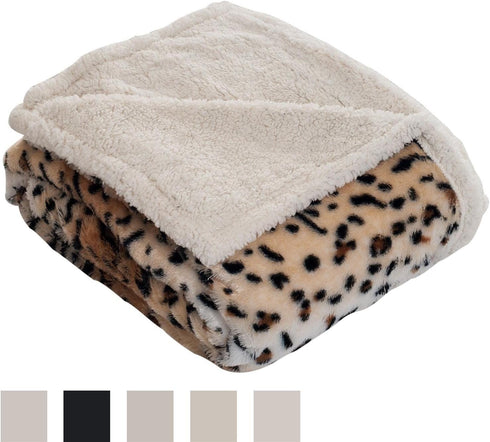 Lavish Home Fleece Sherpa Throw Blanket, Ultra Soft Plush, 50" x 60", Tiger Set of 1