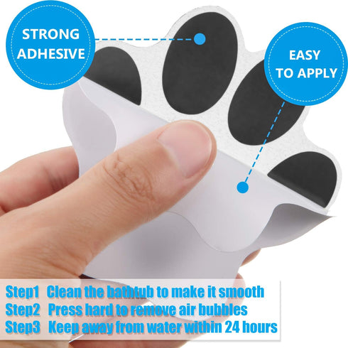 Mudder 20 Pcs Non Slip Bathtub Stickers, Shower Floor Safety Adhesive Paw Decals for Tubs, Anti Slip Applique