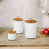 Ceramic Storage Jars, Elegant Airtight Canisters with Wooden Lid for Kitchen Spice Tea Sugar Storage (White)