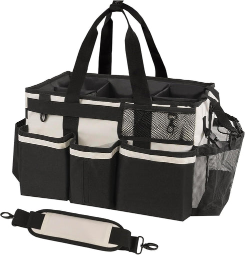 Wearable Cleaning Caddy, Supplies Organizer with Handle & Shoulder Straps for Housekeepers, Under Sink & Car Cleaning