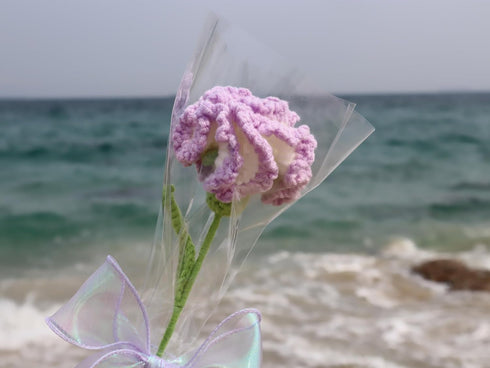 Crochet Flowers Knitted Flowers Carnation - Perfect for Mother's Day Gifts | Handmade Knitted Flowers | Artisan-Crafted | Ideal Home Decor (Purple)