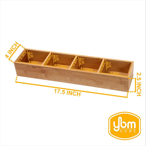 YBM HOME Bamboo 4 Compartment Organizer Tray for Drawers, Model 329