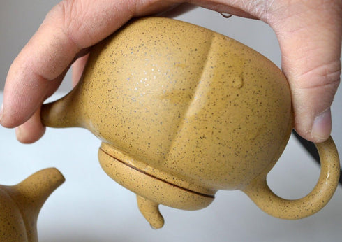 Teapot 8oz Chinese Clay Zisha Tea Pots, Yellow Zini Eggplant for Loose Tea Coffee