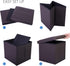Ottoman,13x12x12 inch LotFancy Storage Ottoman Cube, Brown Foot Stool Square Ottoman with Lid, Faux Leather Seat