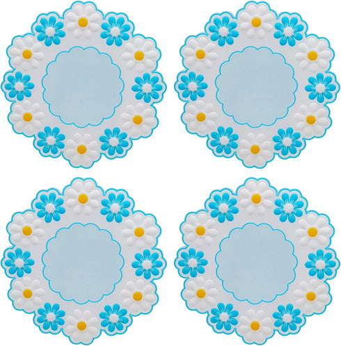 JXQGQ Set 4 (4 Coasters for Drinks, Cute Coaster for Coffee Table of Non-Slip PVC Silicone Coasters for Tabletop