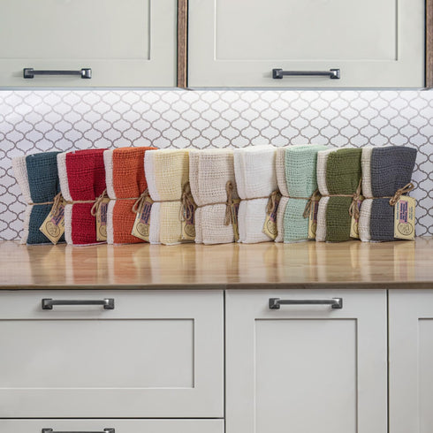 Country Cottons 100% Set 2-24"x15" Old Fashion Cotton Kitchen Towels - of (Sage Green/Natural)