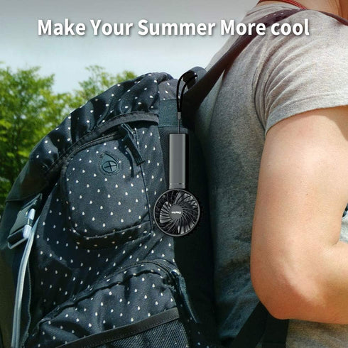 EasyAcc Mini Portable Handheld Fan, 3 Speed USB C Rechargeable Battery Operated Cooling Fan for Travel (Black)