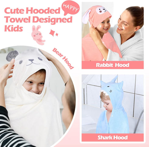 3 27.5 50 Inch 3-10 Moukeren Pcs Hooded Towel for Kids x Large Toddler Baby Bath Towel Coral Fleece Soft Absorbent Kids