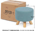 Asense Small Round Ottoman Foot Rest Stool Fabric Padded Seat Footstool Ottoman with Anti-Slip Wooden Legs (Light