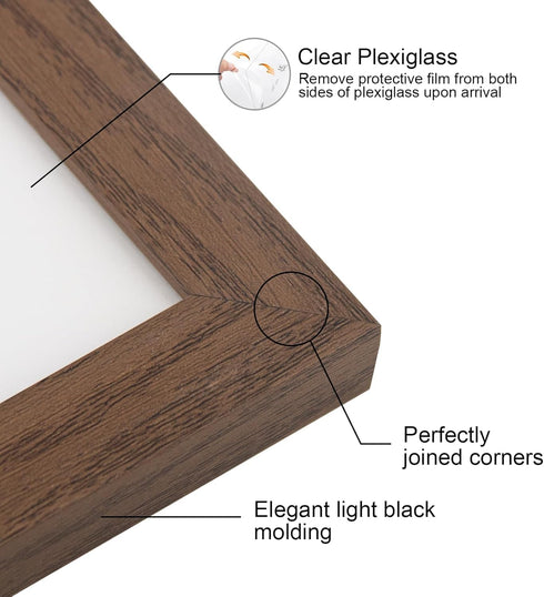 8x10 5x7 8x10 Display,Walnut,1 Pack Boarding Picture Frame,Display photo with Mat or picture without,Photo Frame
