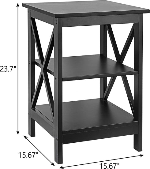 3-Tier ZENY Nightstand Sofa Side Table End Table with Storage Shelf for Living Room, Bedroom, Office, Apartment, Easy