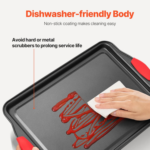 Set, 6-Piece, Sets VEVOR Baking Pans Nonstick Carbon Steel Cookware Sheets & Trays, Stackable Kitchen Oven Bakeware