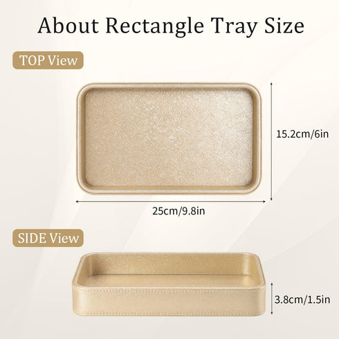 GORESE Gold Perfume Tray, Decorative PU Leather Jewelry Tray for Dresser and Nightstand Organizer, Catch-All Vanity