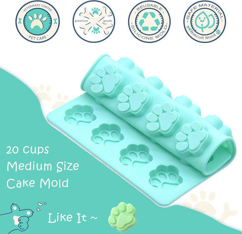 Bongpuda 2 Frozen, Pcs Silicone Dog Treat Molds for Baking and Paw and Bone Candy Molds,Dog Bone Molds for Treats