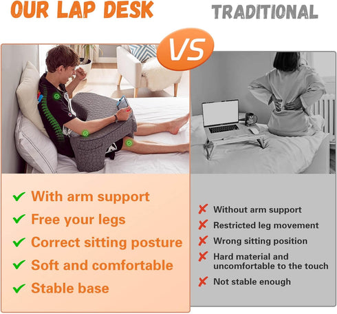 Generic 3 Heart Shaped Reading Pillow for Lap,Ergonomic Memory Foam Rest Pillow with Side Pockets,Soft Lap Desk